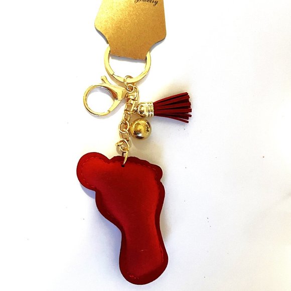 Rhinestone Smiley Face Foot Bag Charm Key chain - Picture 3 of 3